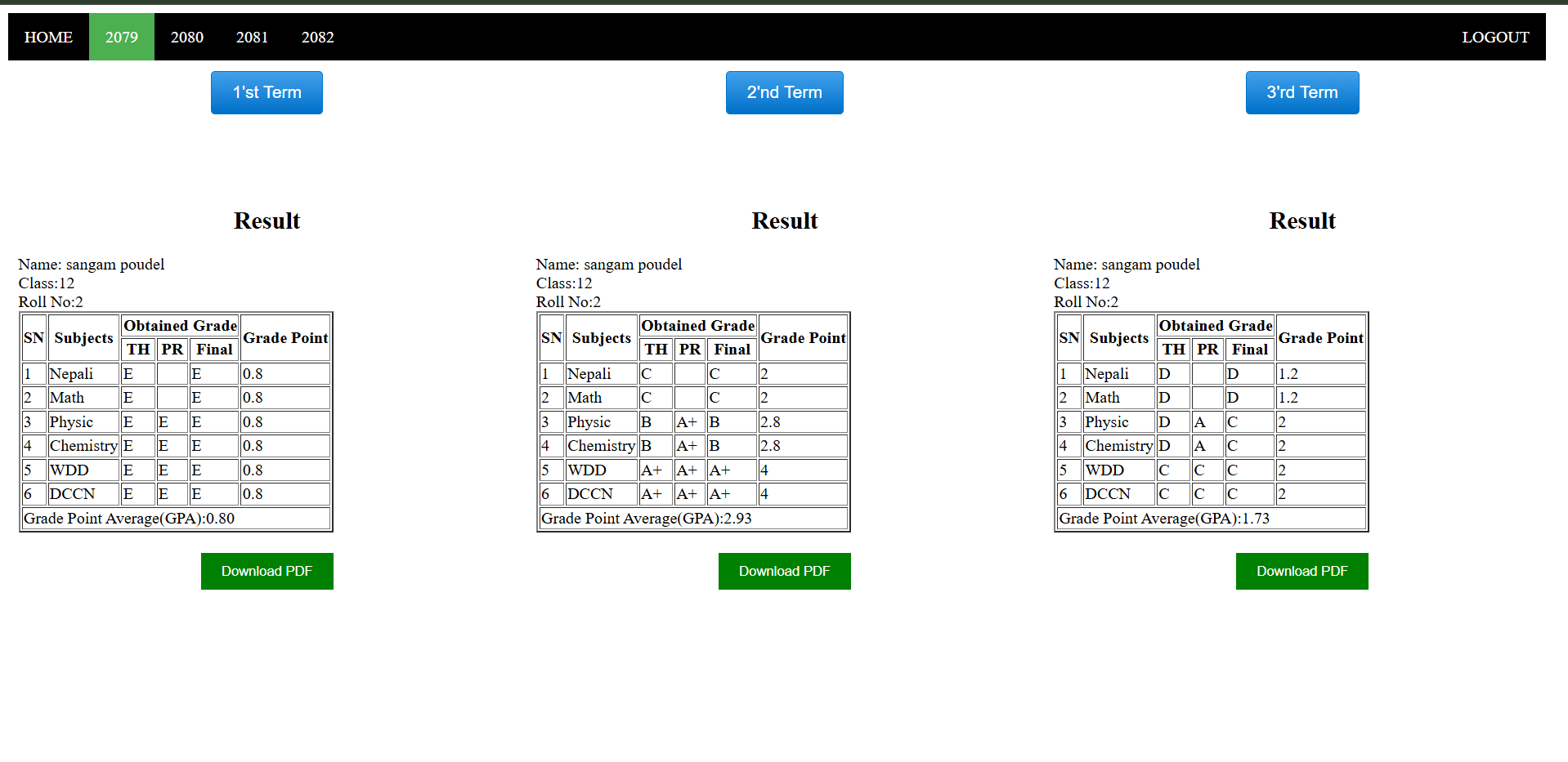 Result Management System